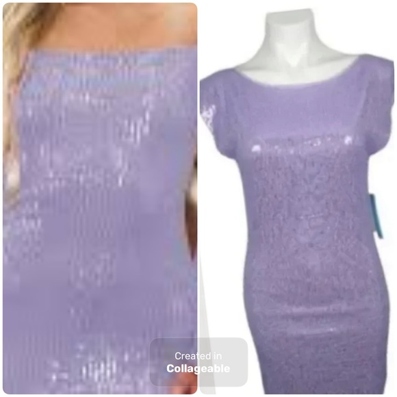 โผ๏ธWOWโผ๏ธAlice + Olivia lilac ๐๐sequins open back mini dress โผ๏ธ๐๐๐๐๐Beautiful ๐ - Picture 2 of 8